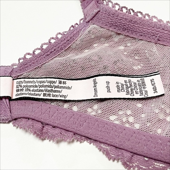 Victoria’s Secret Dream Angels Push-up Bra 34D underwire lavender purple lace - Picture 6 of 9